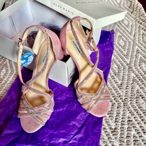 Alex Marie Shoes - Pretty! Rhinestone and Pink Stacked Heel Shoes (NWT)